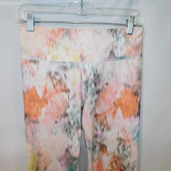 Gap Fit Womens S Blur Floral Pink Orange Yellow Cropped Workout Athletic Legging - Picture 7 of 10